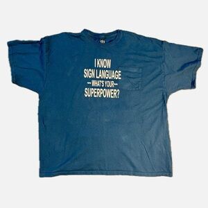 ASL Sign Language Super Power Pocket Tee Size 3X